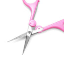 Humbee, Stainless Steel Hair Grooming and Trimming Scissors Set, For Facial Hair, Nose Hair, Eyebrow Scissors, Eyelash Scissors, Mustache, and Beard (Straight Edge, Pink Long Cap) Humbee