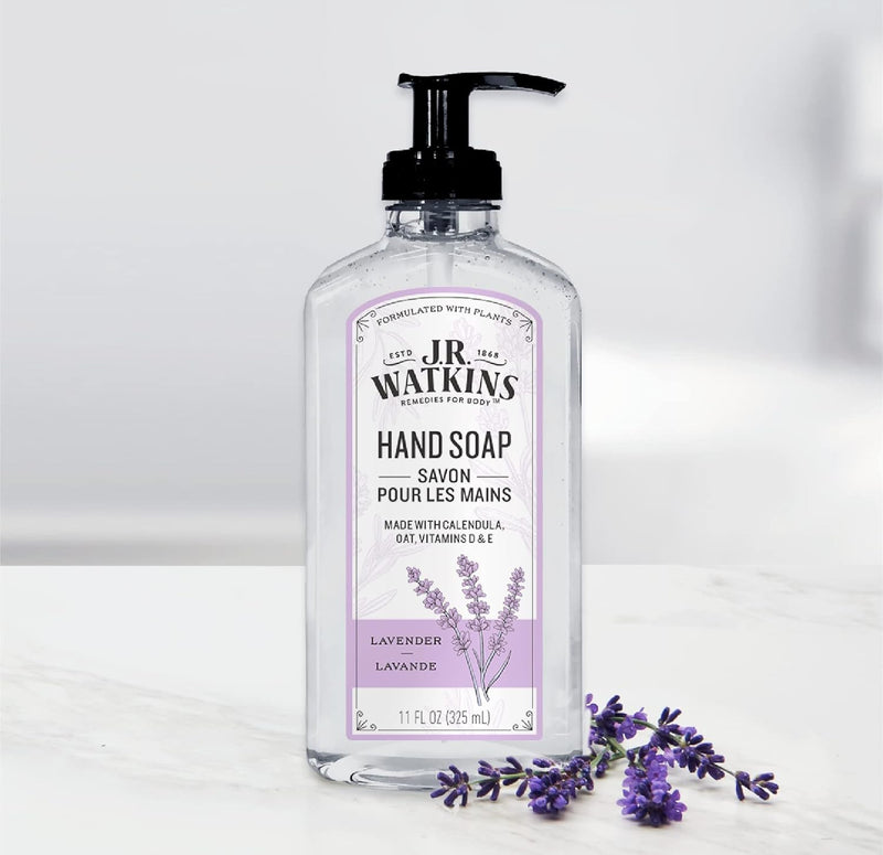J.R. Watkins Gel Hand Soap For Bathroom or Kitchen, Scented, Cruelty Free, 11 Fl Oz, Lavender, 3 Pack Infinity Warehouse