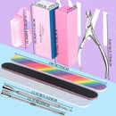 Nail File and Buffer- 3pcs Double Sided Nail File, Rectangular Nail Buffer, Buffer Block Sponge Polished, Nail Brush, Come with Cuticle Nipper and Pusher, Perfect Manicure Tool Kit for Shiny Nail HNYYZL