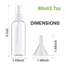 Spray Bottle,Fine Mist Mini Clear 80ml/2.7oz Spray Bottles,Small Reusable Empty Plastic Bottles with Atomizer Pumps (20 pack,2 Funnels included) Woaiwo-q
