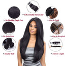 Amella Hair Brazilian Straight Hair 4 Bundles 14 16 18 20inch Grade 8A Unprocessed Virgin Straight Human Hair Bundles Natural Black Color Hair Weave Amella Store