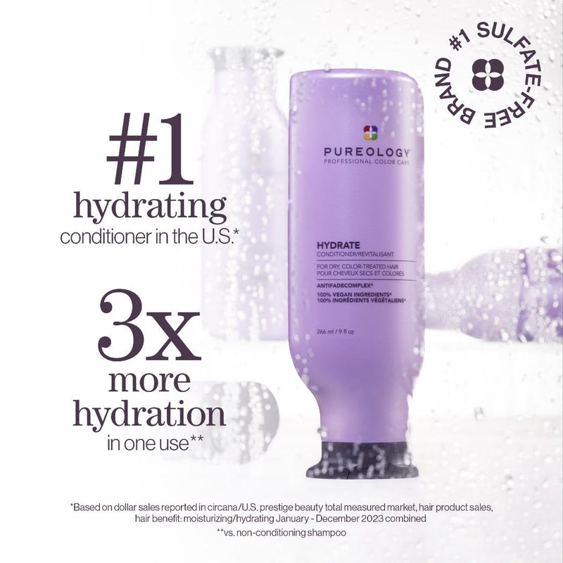 Pureology Hydrate Moisturizing Shampoo and Conditioner Set | For Dry Color Treated Hair | Sulfate-Free | Vegan | Paraben-Free Infinity Warehouse