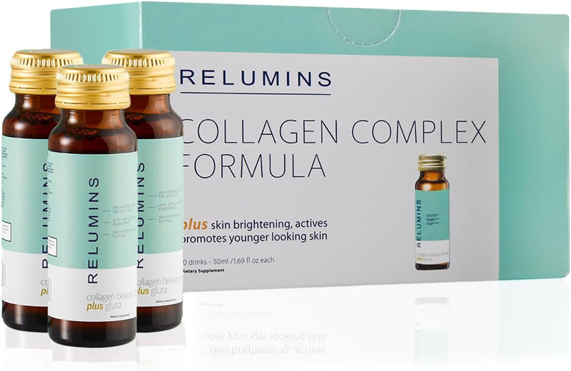 Relumins Advance Rejuvenating Collagen Beauty Drink with Glutathione, Hyaluronic, CoQ10, EGCG, Resveratrol & More - Fight Signs of Aging with All-Natural Ingredients - Apple Flavor- Ten 50mL Drinks Infinity Warehouse