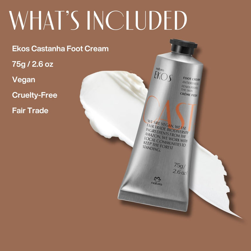 natura - Ekos Castanha Nourishing Foot Cream - Nourish & Soothe Dry Skin - Fast Absorbing - With Brazil Nut Oil to Deeply Moisturize - Vegan & Cruelty-Free - 2.6 oz (75g) Infinity Warehouse