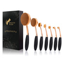 Multi-function Oval Makeup Brushes 7pcs Fashionable Super Soft Toothbrush Makeup Brush Set Face Powder Concealer Foundation Brush (Rose Gold Black) Beauty Kate