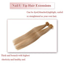 100 Strands U Tip Hair Extensions Pre Bonded Remy Human Hair Nail Tip Italian Keratin Fushion Hairpiece Long Straight Silky For Lady Girl Women