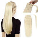 18 Inches Wrap Around Human Hair Ponytail Extensions 100% Remy Human Hair Pony Tails Long Straight Silky With Comb Clip in One Piece Pony Tail Extensions For Women