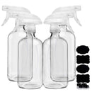 4 Pack 16 Ounce Empty Clear Glass Spray Bottles, Refillable Sprayer for Essential Oil, Cleaning, Water, Kitchen, Hair. Environment Friendly Mist Sprayer By Homeries Homeries Store
