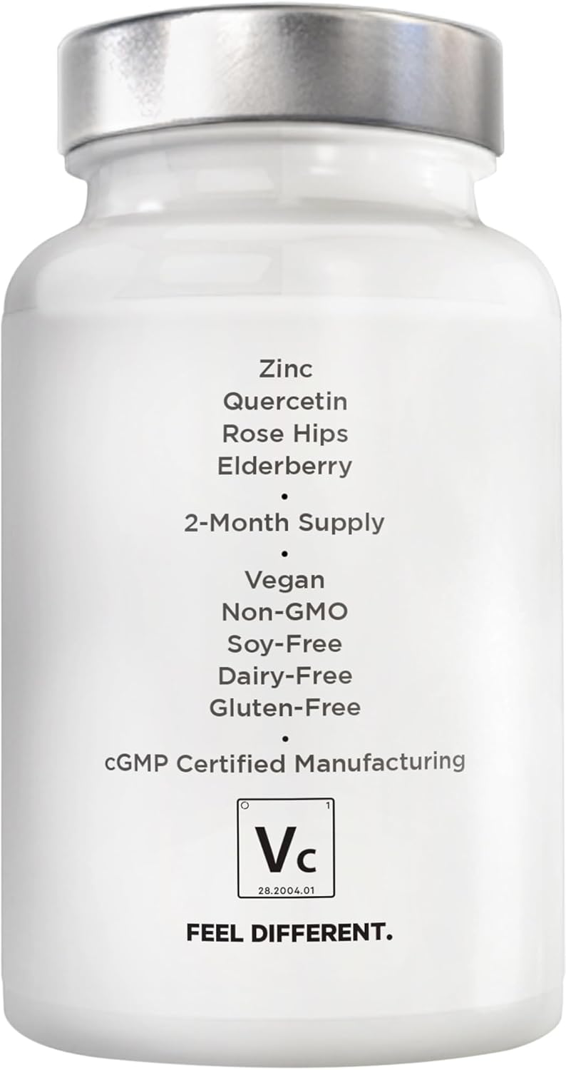 Amen Vitamin C+ Supplement with Zinc, Bioflavonoids, Quercetin, Rose HIPS, Elderberry – Vegan, Non-GMO – 2 Months Supply - 120 Capsules Infinity Warehouse