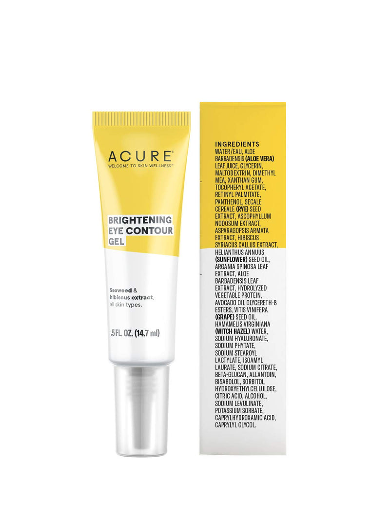 ACURE Brightening Eye Contour Gel | 100% Vegan | For A Brighter Appearance | Seaweed & Hibiscus Extract - Rejuvenates, Hydrates & Soothes | All Skin Types | 0.5 Fl Oz Acure