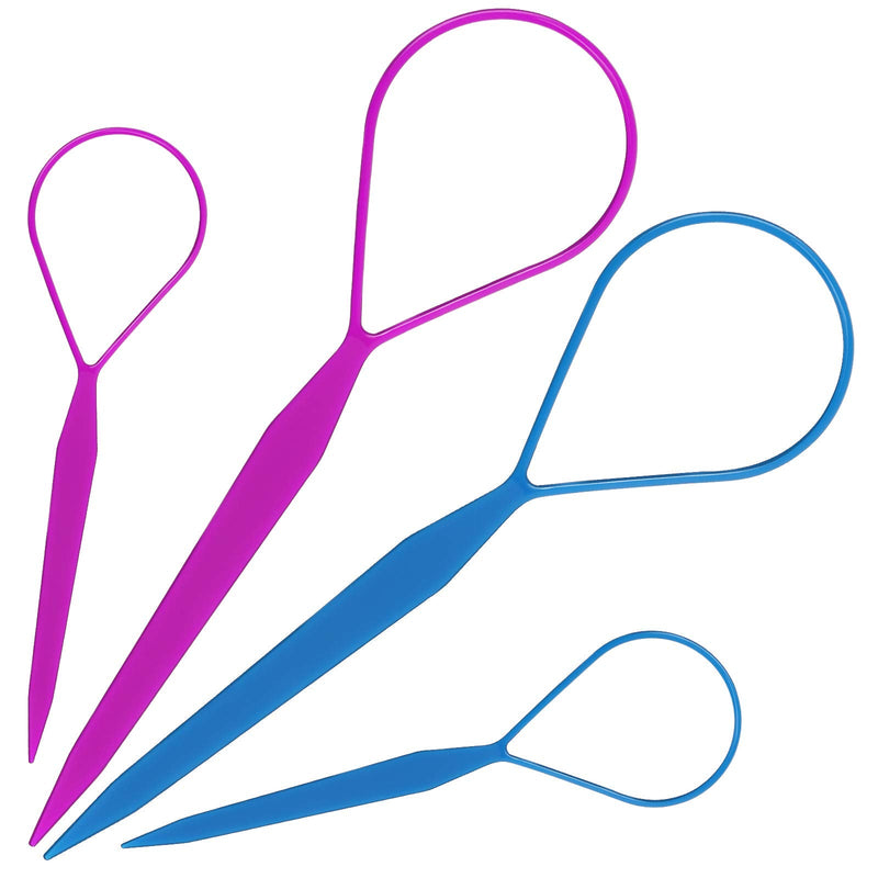 Teenitor 2 Pairs Hair Tail Tools, Hair Braid Accessories Ponytail Maker,French Braid Tool Loop for Hair Styling, 4pcs, 2 Colors Teenitor