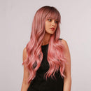 Esmee 24"Women Synthetic Wigs Long Wavy black Ombre pink with Fluffy Air Bangs Light Cosplay Party Wig Esmee