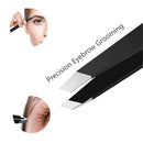 Tweezers Set-5 Pieces Professional Stainless Steel Tweezers with Curved Scissors, Best Precision Tweezers for Eyebrows, Splinter & Ingrown Hair Removal with Leather Travel Case (5 Pcs) HXL