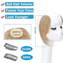 Hairro Clip in Wave Side Bangs Extensions 100% Human Hair 2PCS Dark Blonde Clip on Middle Part French Bangs Thin Sides Swept Fringe Hairpieces