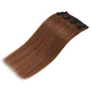 S-noilite Clip in Human Hair Extensions 100% Real Remy Thick True Double Weft Full Head 8 Pieces 18 Clips Straight Silky (24 Inch - 170g,Light Brown (