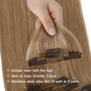Benehair Human Hair Clip in Remy Hair Extensions Dark Blonde 18 inch for Women Long Straight Hair Seamless Invisible Skin Weft Clip On 70g 8pcs Full Head Standard Weft for Party