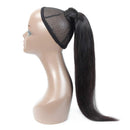 Straight Human Hair Ponytail Clip in Extensions, 100% Unprocessed Brazilian Hair Magic Strap Wrap Around Ponytails, Magic Paste with Comb Clip on Silky Straight (16") ALISFEEL