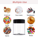 2oz Plastic Jars Round Cosmetic Containers with Lids | 20 Gram Clear Small Sample Containers (Set of 48) for Cream, Body Butter, Eye Shadow, Rhinestone, Lip Scrub, Travel - Free Labels & Spatulas AMORIX