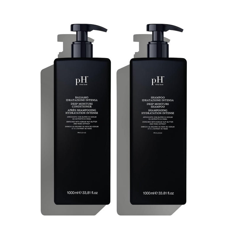 pH PURE HAIR Deep Moisture Shampoo & Conditioner Set - Moisturizing Formula For Dry Damaged Hair - Enriched with Kokum Nut Butter and Rose Extract - 8.45 Oz (Pack of 2) Infinity Warehouse