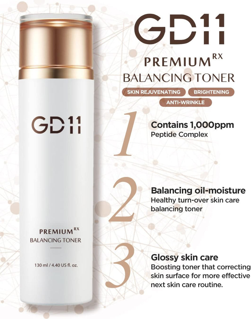 GD11 Premium RX Balancing Toner with Hyaluronic Acid for Sensitive, Dry, Aging Skin | Anti-aging | Premium Home Care | Deep Moisturizing Facial Toner | 4.40 fl.oz | K-Beauty Infinity Warehouse