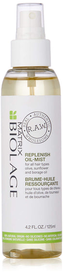 BIOLAGE R.A.W. Replenish Oil-Mist | Pre-Shampoo Treatment Smoothes & Conditions Hair | With Olive, Sunflower & Borage Oil | Silicone-Free | For All Hair Types | 4.2 Fl. Oz. BIOLAGE
