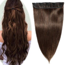 100% Human Hair Clip in Extensions 8 Inch 40g One-piece 5 Clips Long Straight Clip on Hairpiece Half Head for Women Wide Standard Weft Soft Silky