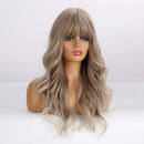 Esmee Blonde Ash Gray Long Wigs Heat Resistant Synthetic Cosplay Wavy Wigs with Bangs for Women Esmee