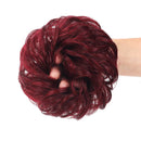 100% Human Hair Bun Extensions Messy Chignon Hair Pieces Scrunchy Scrunchie Updo Hairpiece Hair for Women Kids Donut Ponytail Hairpieces (Wine Red/99J Burgundy) conrora