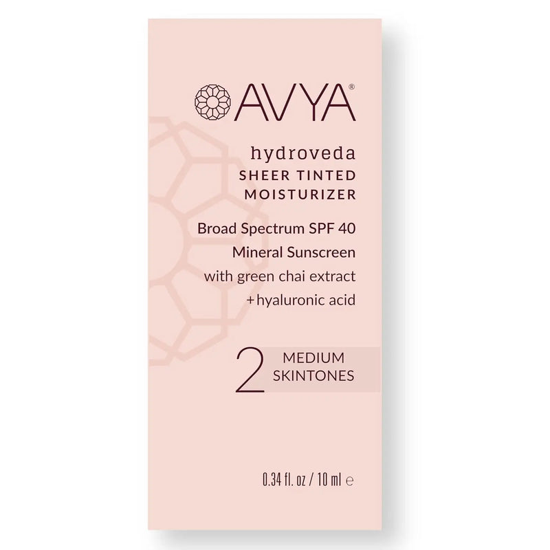 AVYA SPF 40 Sheer Tinted Moisturizer with Hyaluronic Acid & Green Chai – Advanced Ayurvedic Skincare Treatment for Balanced and Brighter Skin/Medium Skintones Shade