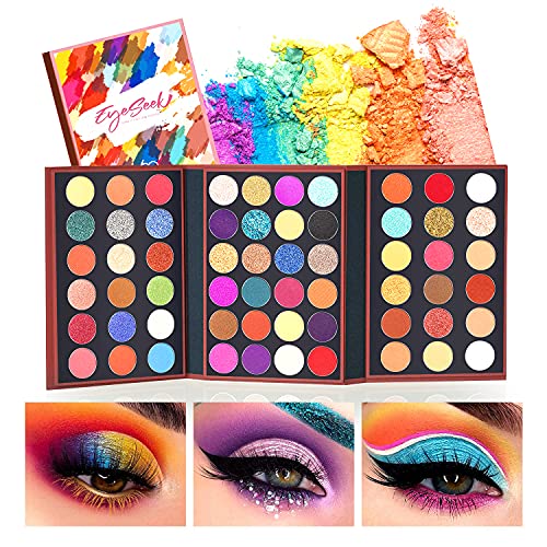 EYESEEK Eyeshadow Palette Glitter Pro 60 Colors Colorful Eye Shadow Makeup Palette High Pigmented Matte And Sparke Glitter Eyeshadow Pallet Easy To Blend Shimmer Eyeshadow Powder Valentines Day Gifts for Her EYESEEK