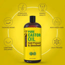 Pure Cold Pressed Castor Oil - Big 32 fl oz Bottle - Unrefined & Hexane Free - 100% Pure Castor Oil for Hair Growth, Thicker Eyelashes & Eyebrows, Dry Skin, Healing, Hair Care, Joint and Muscle Pain Seven Minerals
