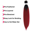 Pre Stretched Braiding Hair Ombre Burgundy Easy Braiding Synthetic Braiding Hair Extension 24 Inch Crochet Braids Hair 8 Packs By Leticia Leticia