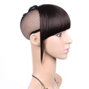 LEEONS Clip on Bangs Fringe Hair Extensions 6" Short Straight Clips in Hair Bang False Flat Hairpiece Two Side Darkest Brown(2