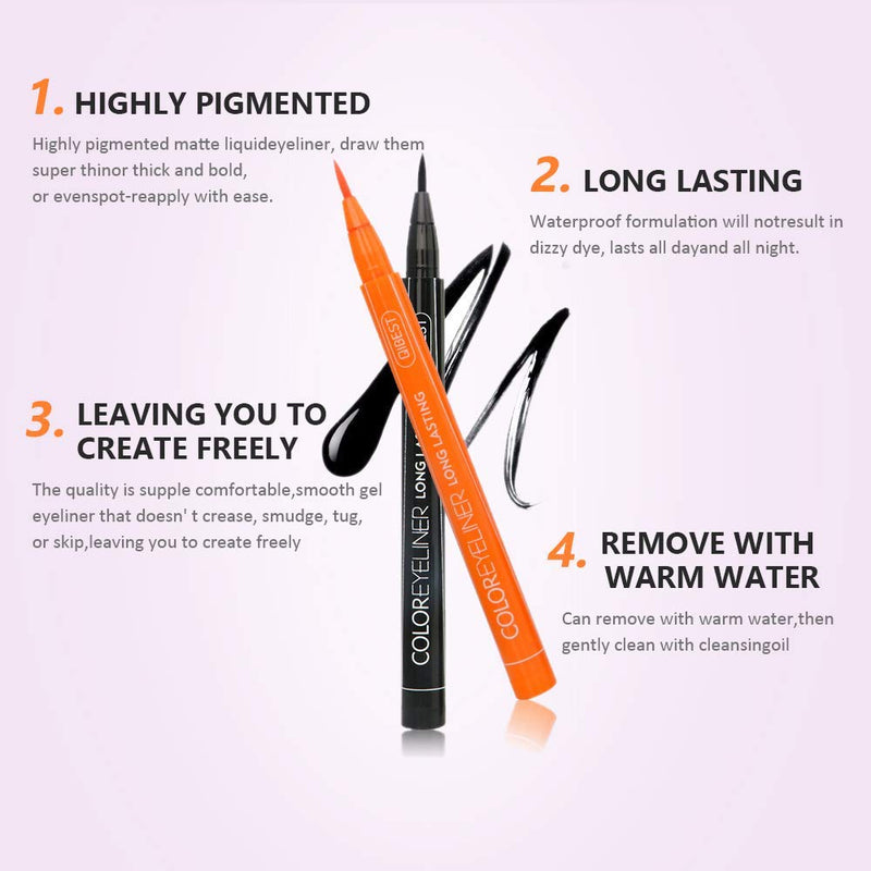 Coosa beauty COOSA 12 Colors Matte Liquid Eyeliner Waterproof High Pigmented Colorful Long Lasting Liquid Eye Liner Pen Set (12COLORS - SET A) Coosa beauty
