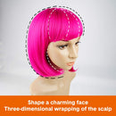 Short Bob Wigs with Bangs Cosplay Hair Wig for Women Shoulder Length Natural Bob Hair Colorful Costume Wigs (Hot Pink) YOUNIGA