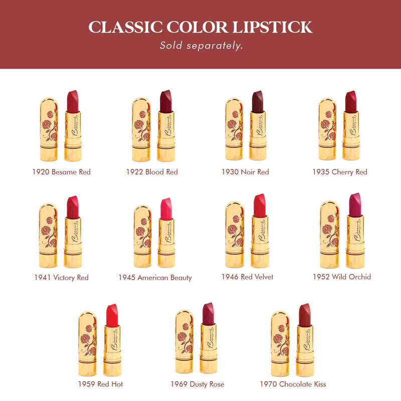 Besame Cosmetics | Dusty Rose Lipstick - 1969 | Classic Color Lipstick | Vintage Makeup | Long Lasting Lipstick | Semi Matte Lipstick for Women | Moisturizing Lipstick for Sensitive Skin BESAME COSMETICS