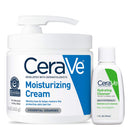 CeraVe Moisturizing Cream Combo Pack | Contains 16 Ounce with Pump and 1 Ounce Hydrating Facial Cleanser Trial/Sample Size CeraVe