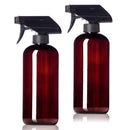 16oz Amber Plastic Bottles with Black Trigger Sprayers, BPA Free PET Plastic (2 Pack) Aromine