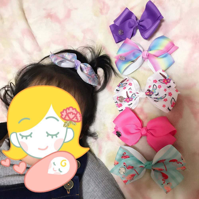 6 Pieces/Set 5 Inches Baby Girl Hair Clips Hair Bows Barrettes Linen Bows Alligator Clip Hair Accessories for Little Girls Toddler Gifts (STYLE-8) TAYESHA