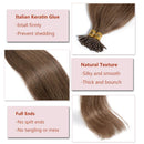 18 Inches I Tip Remy Human Hair Extensions 100 Strands/Pack Pre Bonded Keratin Stick Tipped Hair Extensions Cold Fusion Hair Piece Smooth Long Straight For Women