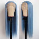 Maycaur Light Blue Lace Front Wigs Long Straight Hair 22 Inch Wigs for Fashion Women Synthetic Lace Front Wigs with Natural Hairline Maycaur