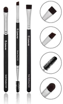Eyebrow Brush - Duo Eye Brow Spoolie - Angled Eyeshadow Eyeliner - Precision Flat Definer - Small Shader - Premium Quality 3 Piece Set - Cruelty Free Synthetic Bristles - Apply Gel Powder Wax Pomade Lamora