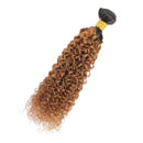 Feelgrace Hair Jerry Curl Ombre Blonde Brazilian Virgin Kinky Curly Human Hair Weave Bundles 1 Piece T1B/30 Color 16 inch Bundle Feelgrace