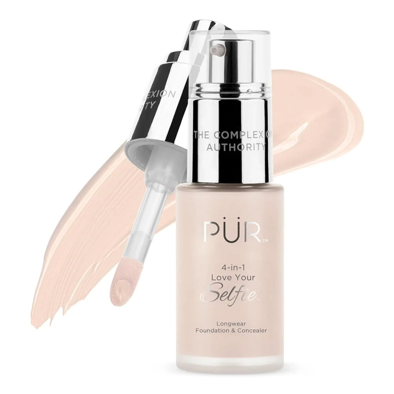PUR Beauty 4-in-1 Love Your Selfie Foundation & Concealer - Longwear Full Coverage Liquid Makeup Foundation with Hydrating Blend for Refined-Looking, Natural Beauty Glow, Skin Texture & Tone Infinity Warehouse