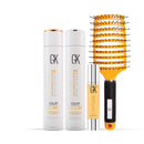 Global Keratin GK Hair Moisturizing Shampoo and Conditioner Set 300ml I Organic Argan Oil Hair Serum 50ml For Frizz Control Dry Damage Hair Repair I Vent Brush (2.5 Inch) Rubber Handle Global Keratin