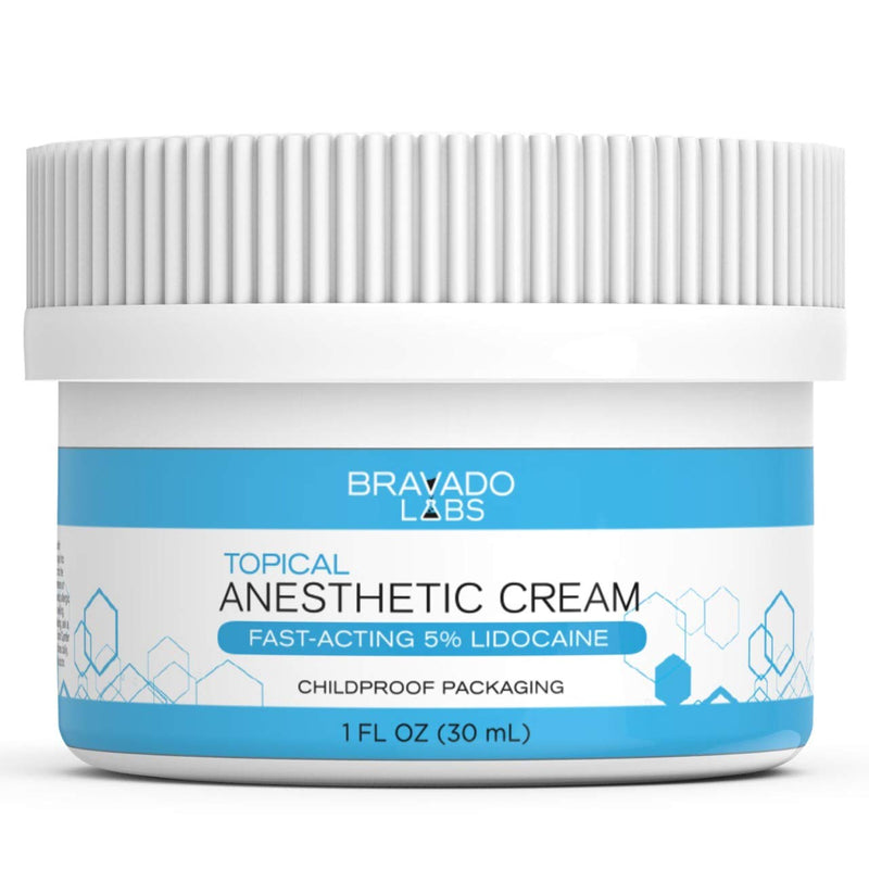 Bravado Labs Lidocaine Numbing Cream - Topical Anesthetic Cream - Best Skin Numbing Cream for Tattoos, Laser Hair Removal, Microneedling, Waxing - 5% Lidocaine Maximum Strength Formula (1oz) Bravado Labs