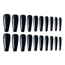 Poliphili 20Pcs Glossy Pure Color Super Long Press on Removable Wear Fake Nails Ballerina Coffin Extra Long Art Manicure Full Cover Acrylic False Nails Tips for Girls and Women (Black) POLIPHILI