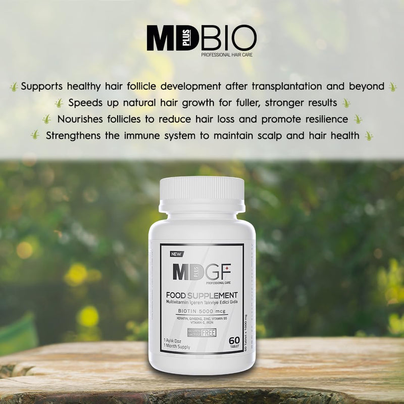 MD PLUS BIO Anti Hair Loss Vitamin Products - Supplement for Hair and Beard Growth - Men and Women with Biotin, Saw Palmetto, Collagen, Keratin, Ginseng and Vitamins -DHT Blocker Infinity Warehouse