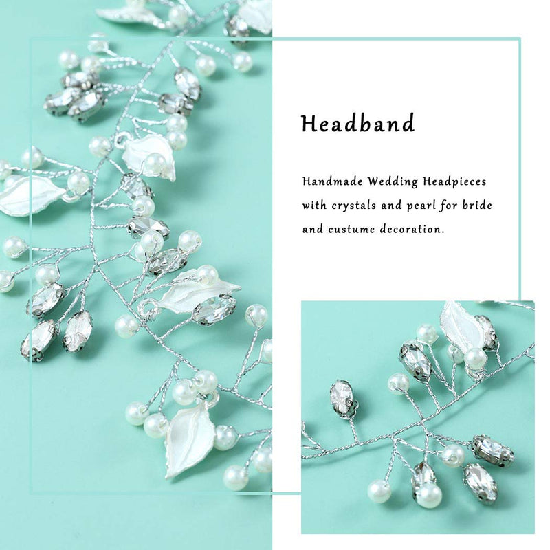Wedding Headband Silver Hair Vines Bridal Crystal Headpiece Hair Accessories Jewelry for Brides and Bridesmaids Asooll