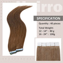 80g/pack Remy Tape in Hair Extensions Human Hair 12 Inch 40pcs